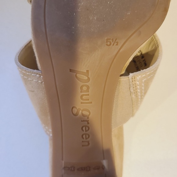 Paul Green Sandals Block Heels Suede Two Strap Slip On Slided Beige US 8 UK 5.5 - Picture 10 of 11